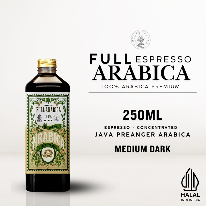 

Kopi Konsentrat Full Arabika Espresso Cair 250 ML | Konsentrat Kopi Espresso | Es kopi susu | americano | Medium Dark Roast - Sutoyo coffee