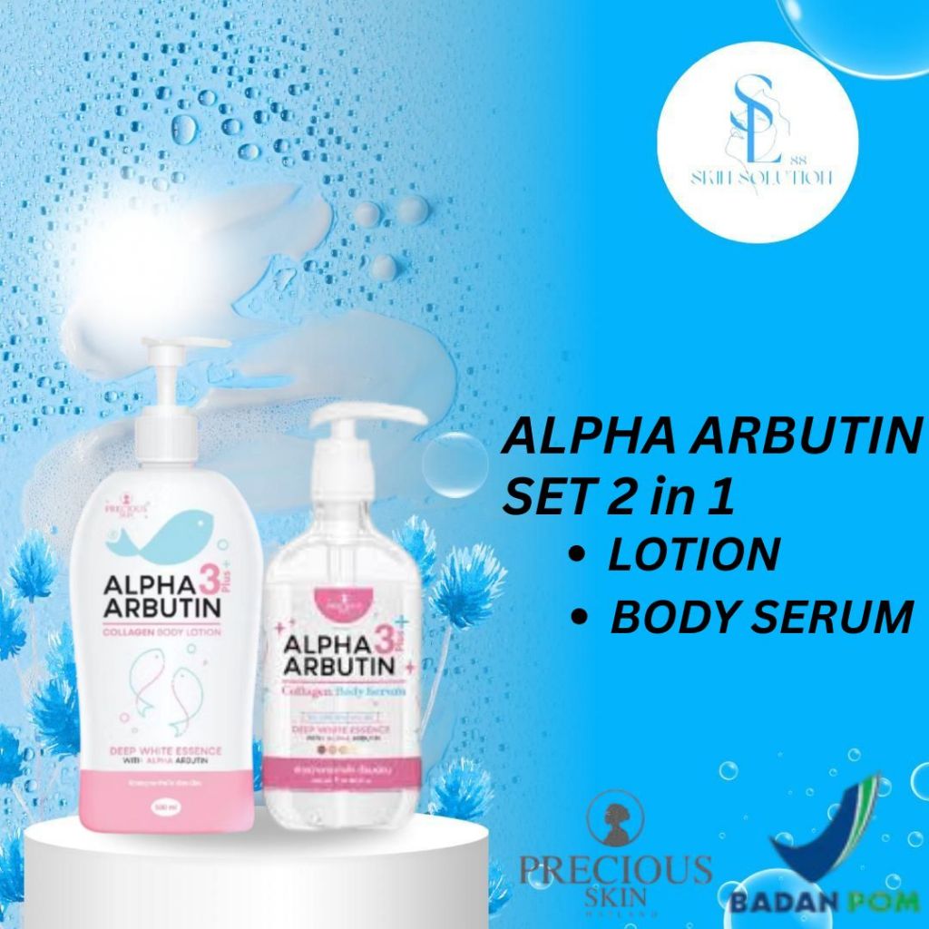 Alpha Arbutin 3+ Paket 2 In 1 Body Serum Booster Set / Precious Skin Thailand  / Body Lotion / Lotio