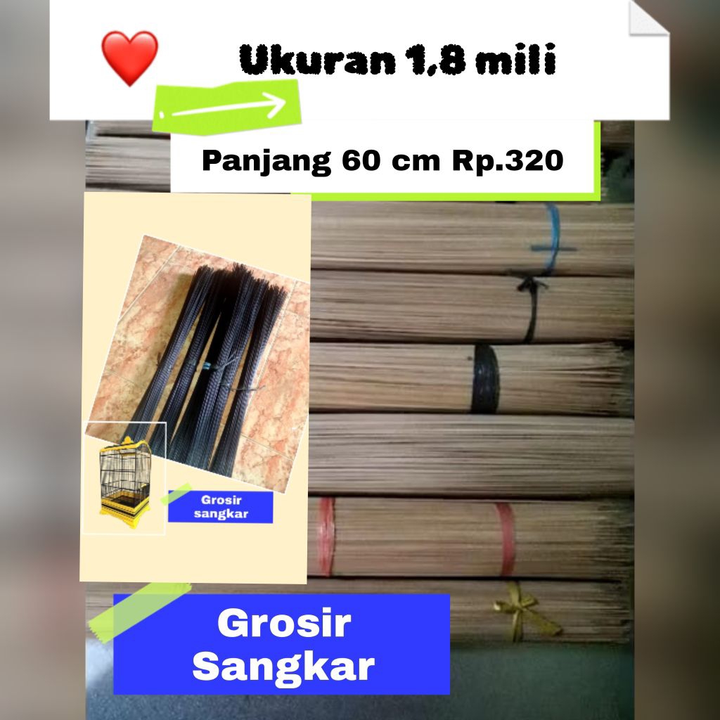 Ruji Bambu Sangkar Burung Halus 1,8 mm Panjang 60 Meter