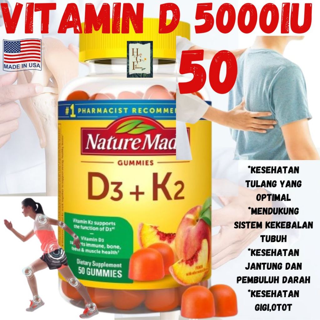 Nature Made Vitamin D3 K2 Gummies / Nature Made D3 K2 50 gummies