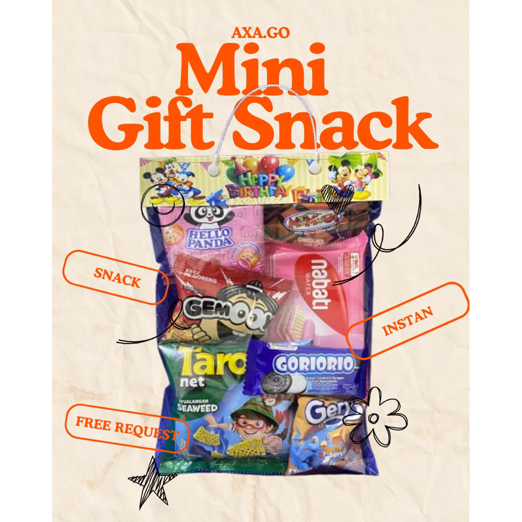 

mini gift snack / jajan / hampers / oleh oleh / bingkisan berbagai acara anak / ulang tahun anak