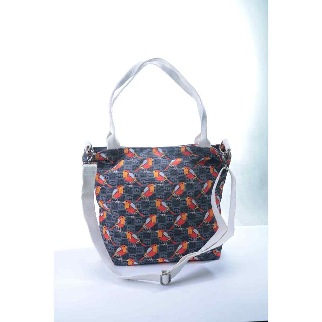 [Sidnov Indonesia] Songbird Serenade Creative Ethnic Canvas Tote Sling Bag | Tas Selempang & Jinjing