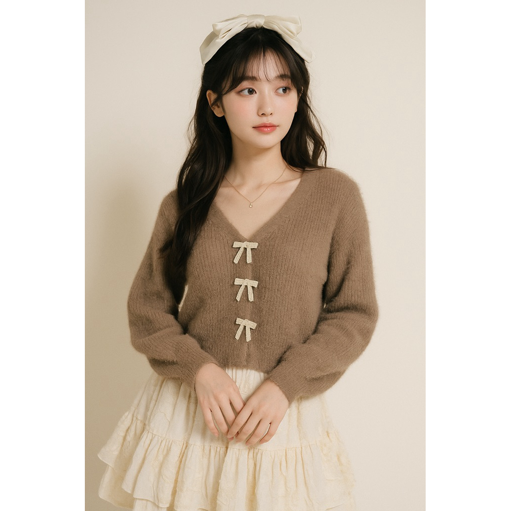 PINKDOSE Fuzzy Knit Cardigan Crop Pita Pin Pinkdose/ Cardigan Fuzzy Lembut Wanita/ Cardigan Korean S