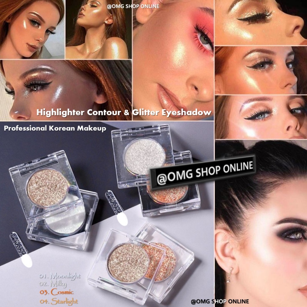 TERMURAH – Colour Geometry Eyeshadow Glitter Highlighter Contour Hidung dan Wajah Waterproof / Eyesh