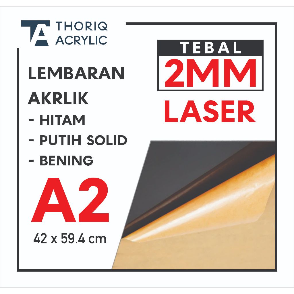 

Acrylic A2 Lembaran Warna hitam putih bening Ukuran A2/ Clear Tebal 2mm potong LASER