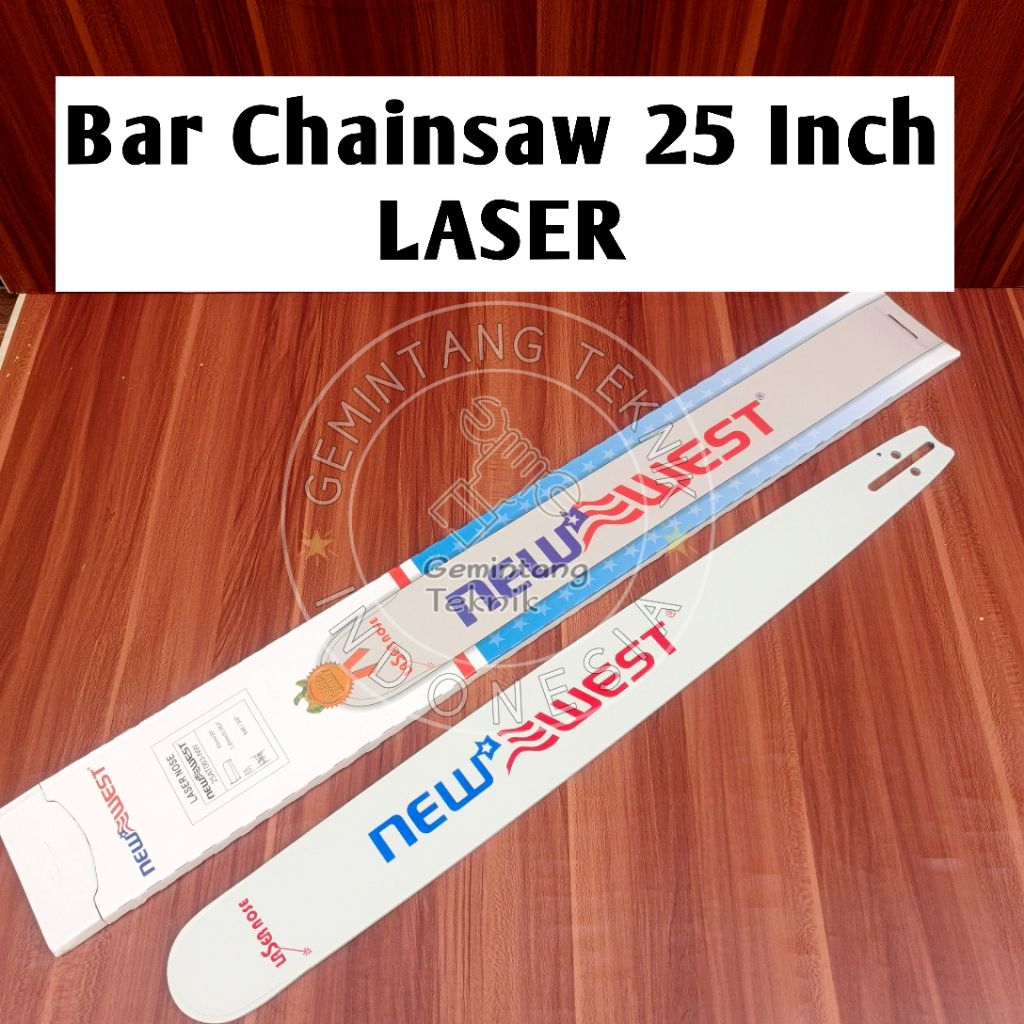 Bar Senso 25 Inch Baja Merk NEW WEST ORIGINAL / Bar Chainsaw 25 inch Baja / Bar Mesin Gergaji Kayu 2