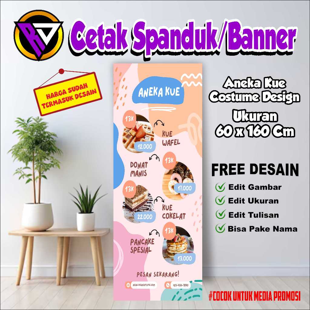 SPANDUK BANNER ANEKA KUE COSUME DESIGN