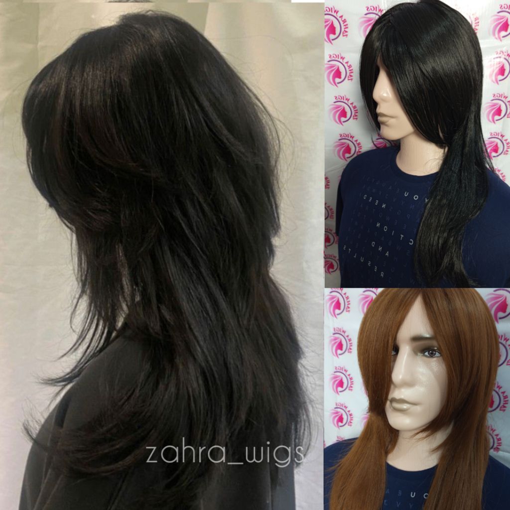 WIG PRIA ATAU WANITA RAMBUT PANJANG MODEL MULLET PANJANG LONG WOLFTAIL GAYA RAMBUT ARTIS KOREA