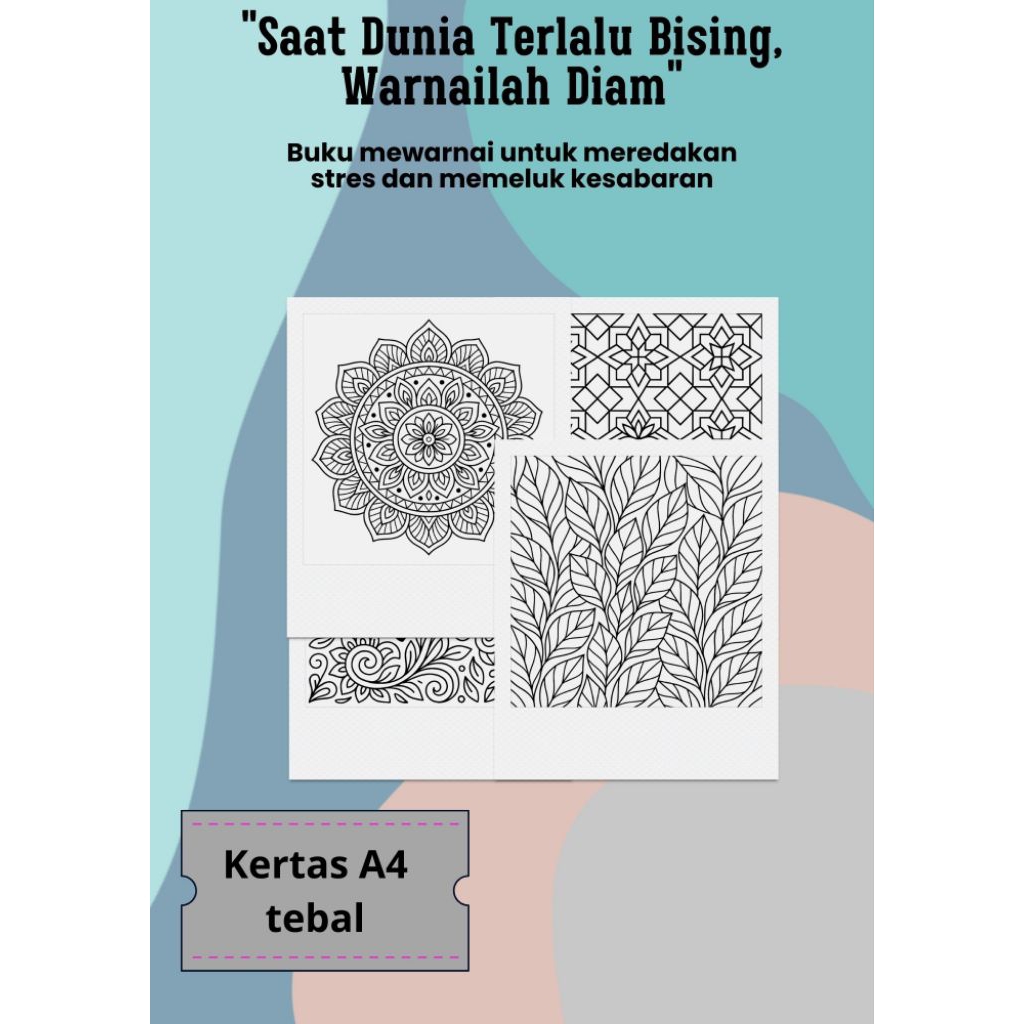 

buku kertas mewarnai remaja-dewasa, terapi stress dan melatih kesabaran