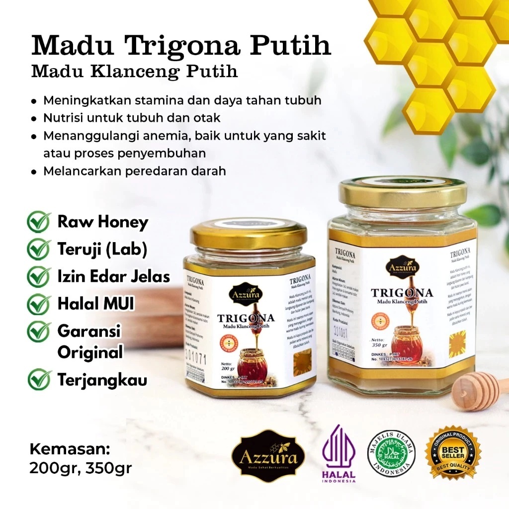 Madu Azzura - Madu Trigona Putih Klanceng Raw Honey Asli Murni dan Alami Original 100%