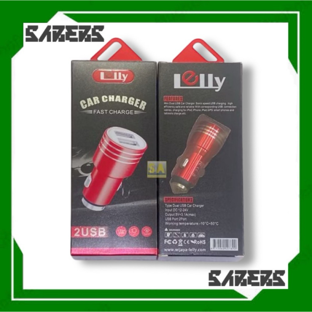 Batok Saver / Car Charger Lelly Fast Charge 2USB Casan Mobil Bagus Murah
