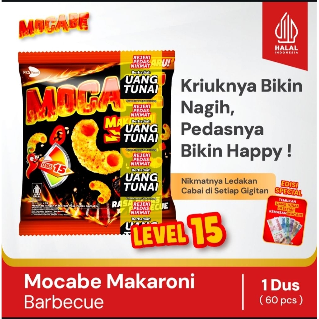 

Mocabe - Barbecue - Small Pack - 1 Karton (6 renceng) - 60 Pcs - 24gr (Free 12 Pcs)
