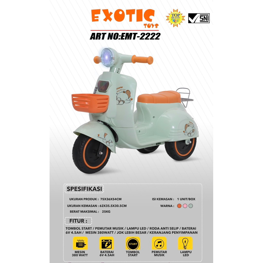 Motor Aki Anak Vespa Exotic Et 2222 Motor Listrik Vespa Ces Casan