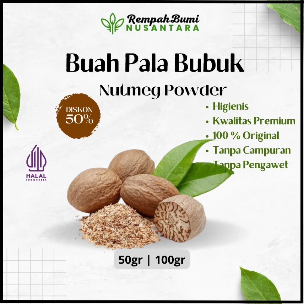 

100gr Buah Pala bubuk 100% murni tanpa campuran premium bumbu masak