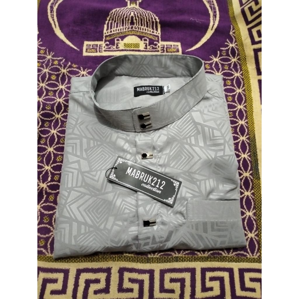 kemeja koko motif embos kemko pria lengan panjang