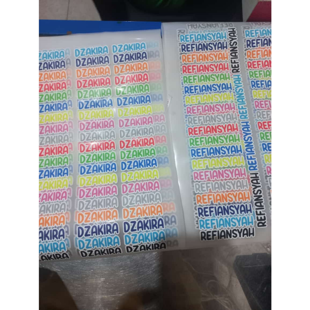 

Stiker Nama Label Printing DTF /Sablon Stiker Setrika Label Nama/Label Nama Untuk Pakaian Waterproof