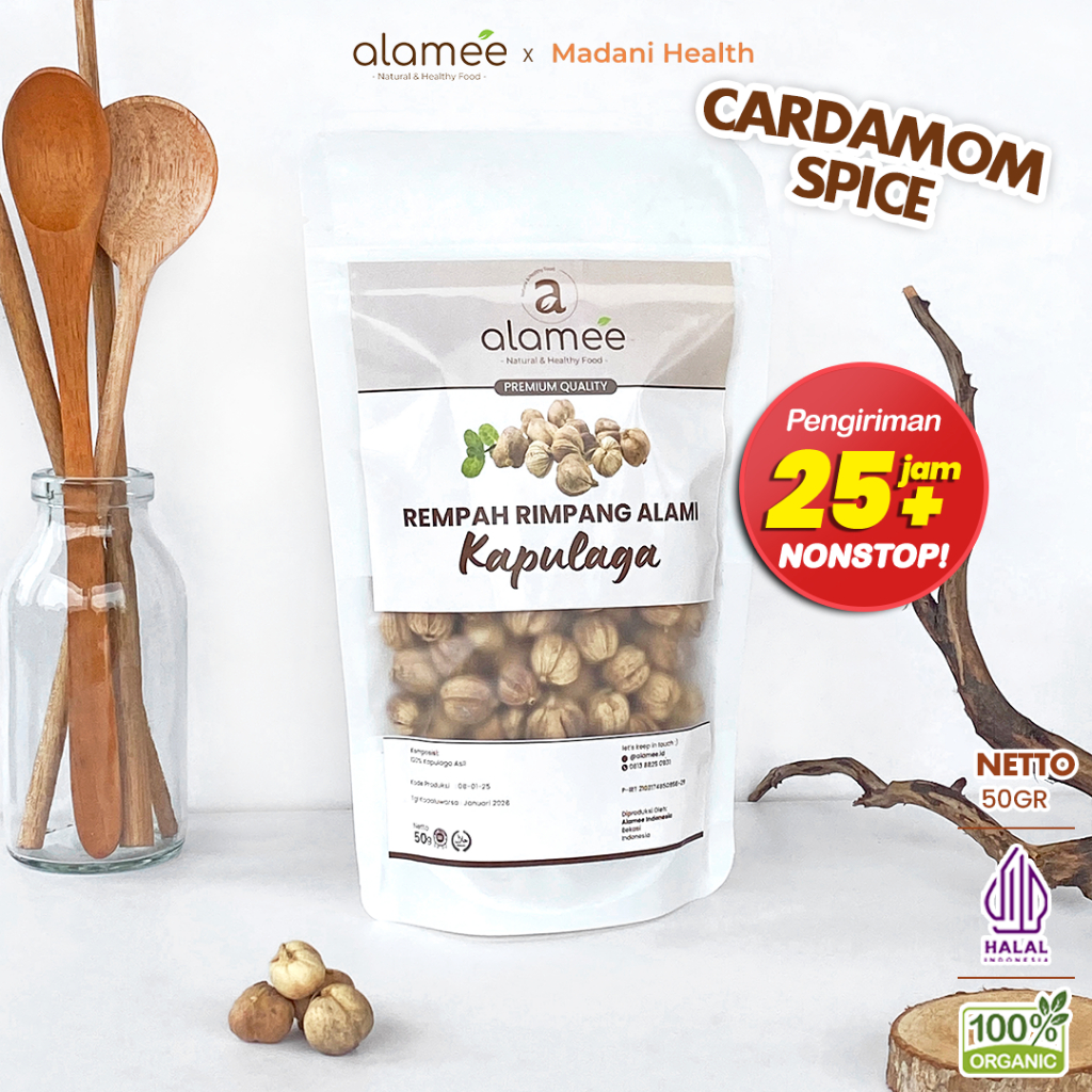 

ALAMEE Kapulaga Kering Lokal Cardamom Kapolaga Kapol Rempah Organik Bumbu Masakan Seasoning 50gr