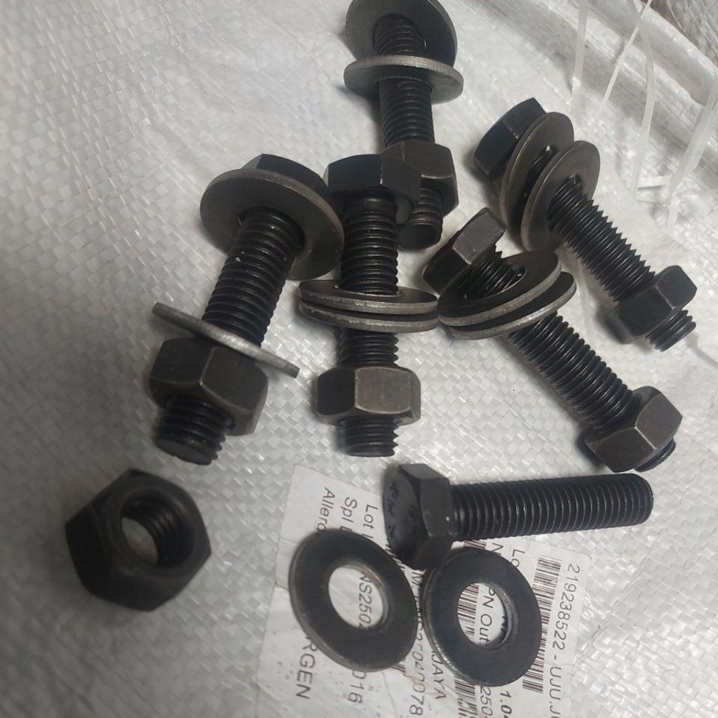 Baut Hitam Kunci 19 M12x60 Set Ring Grade 4.6 Set Ring Double