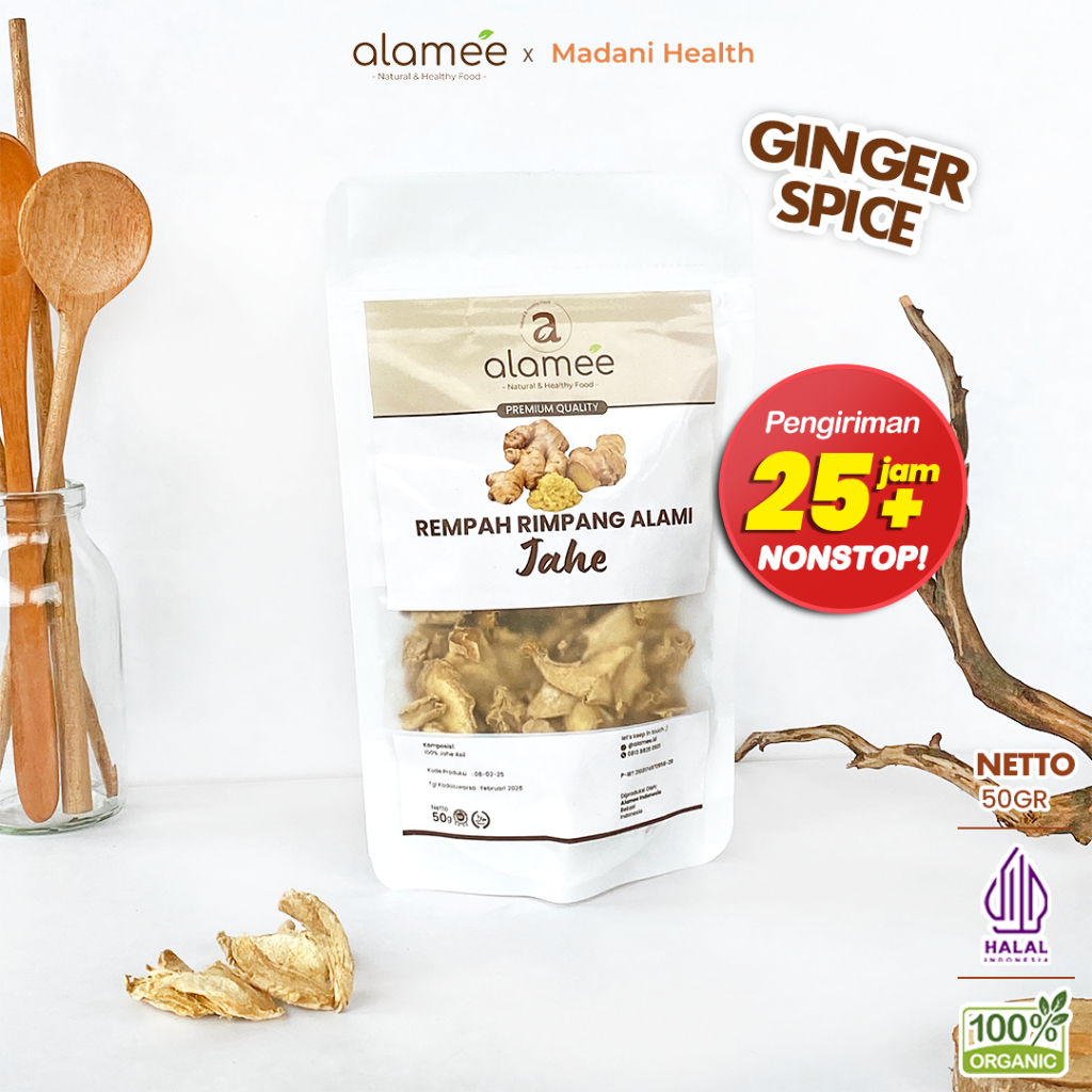 

ALAMEE Jahe Kering Iris Dried Ginger Rempah Rimpang Organik Alami Bumbu Masakan Dapur Masak 50g