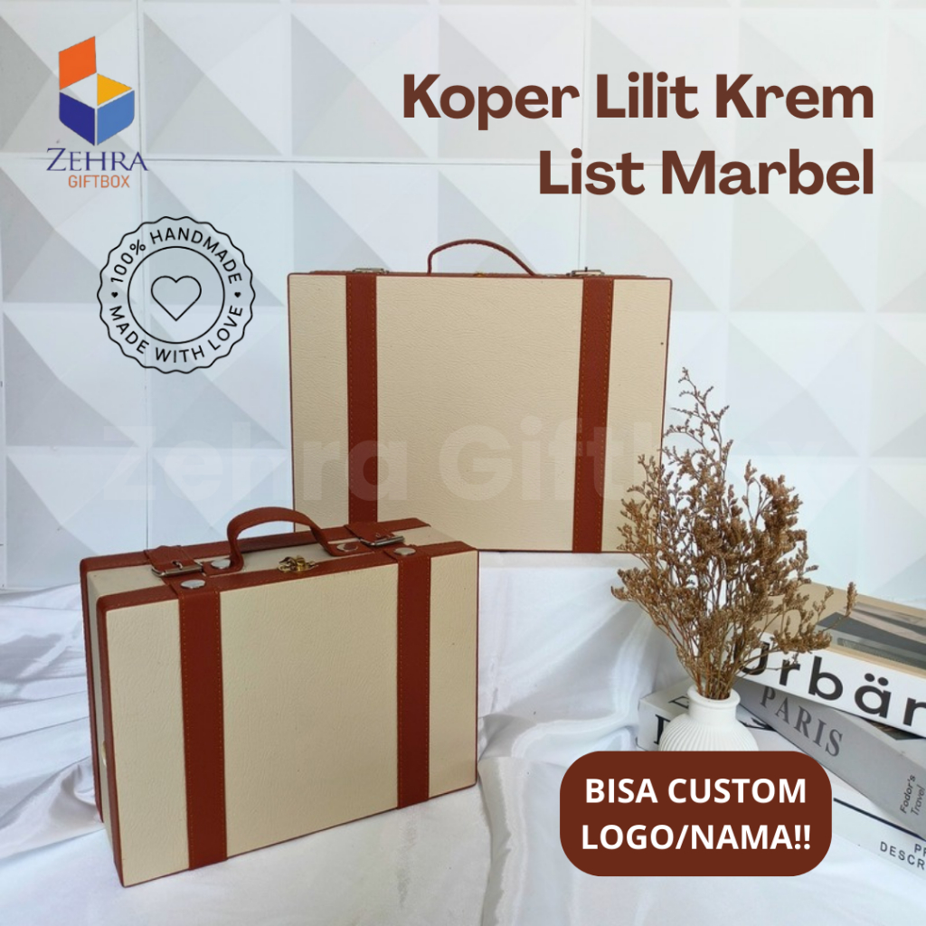 

Giftbox Hadiah Kado Anniversary Kulit Sintetis Cream | Box Bingkisan Model Koper Uk. 33 X 24 X 13