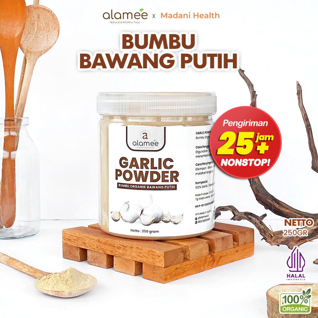

ALAMEE Bawang Putih Bubuk Garlic Seasoning Powder Bumbu Masak Dapur Organik Rempah Rimpang Asli 250g