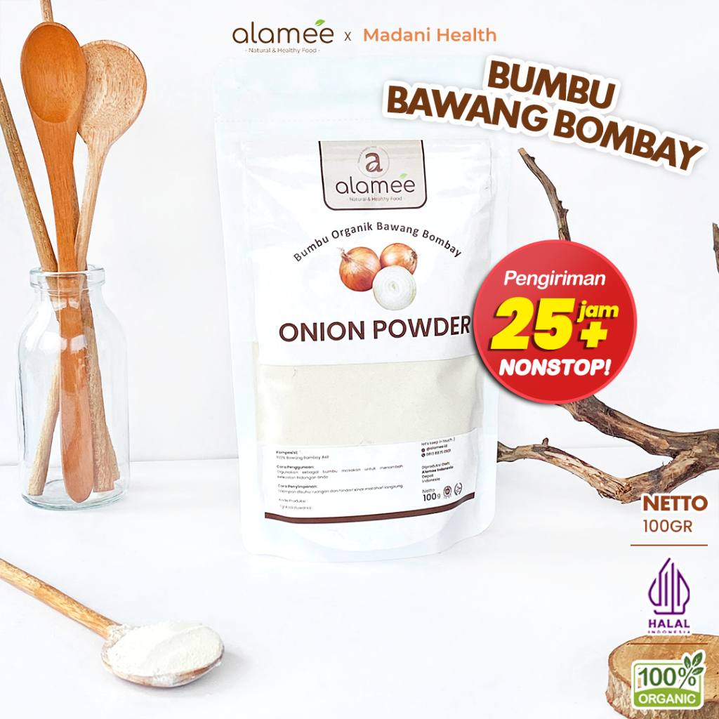 

ALAMEE Bawang Bombay Bubuk Onion Powder Ground Spice Bumbu Bombai Dapur Organik Tanpa Campuran 100g