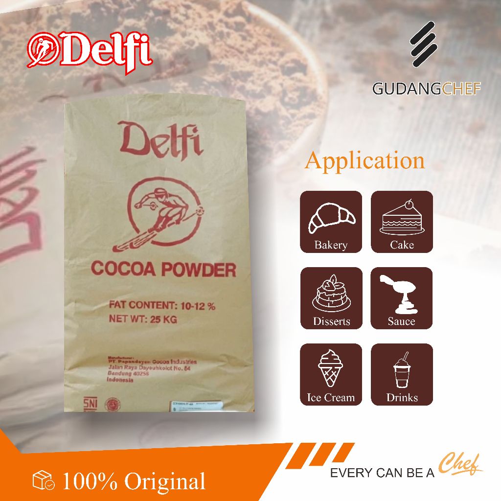

DELFI COCOA POWDER DF760-11 / COKLAT BUBUK REPACK 1KG, 500gr, 250gr | 100% ASLI