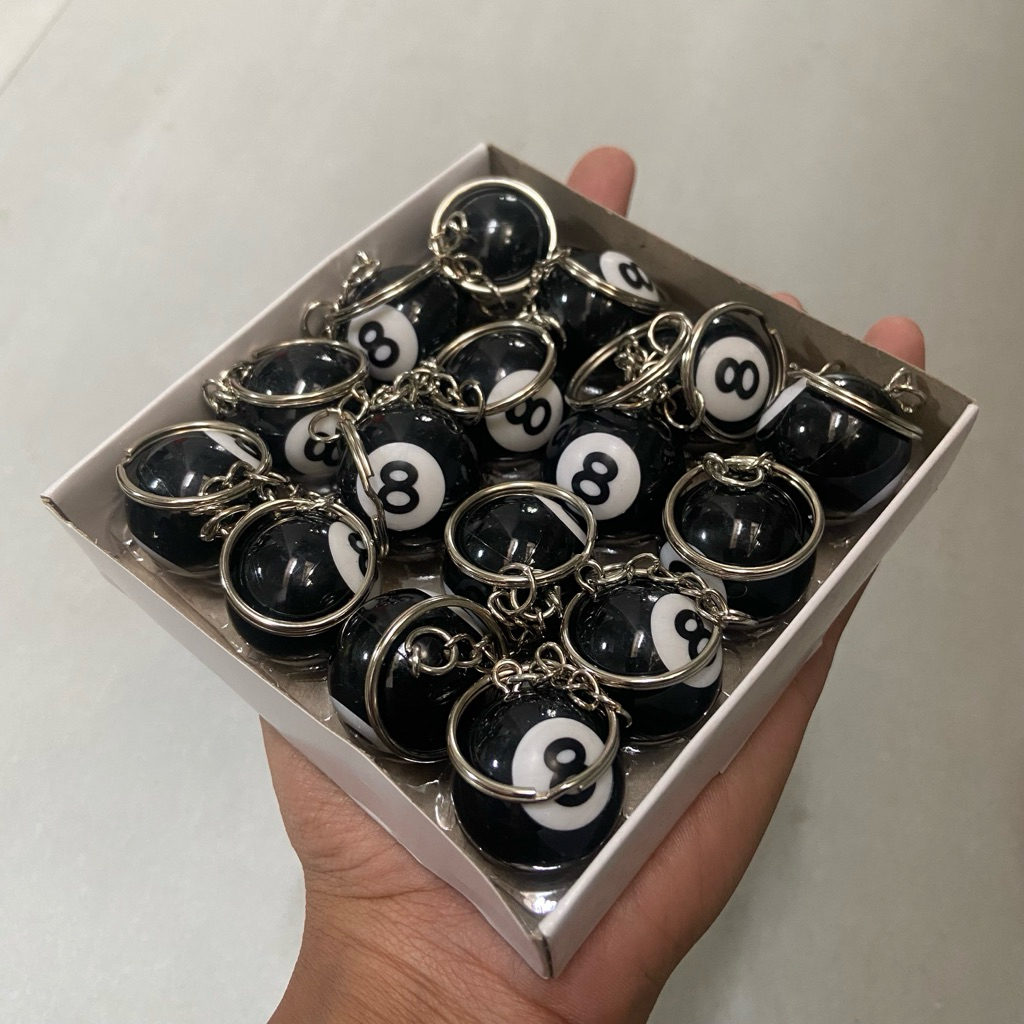 GANTUNGAN KUNCI BALL 8 BILLIARD - 8 BALL HITAM /KEYCHAIN 8BALL BENTUK BILLIARD