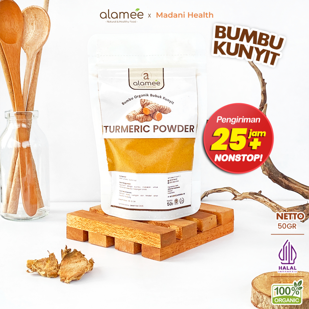 

ALAMEE Kunyit Bubuk Turmeric Seasoning Powder Ground Bumbu Dapur Instan Organik Murni Asli 50g