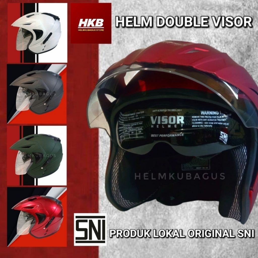HELM DEWASA DOUBLE KACA / HELM DOUBLE VISOR STANDAR ORIGINAL SNI SERIES MONTERO