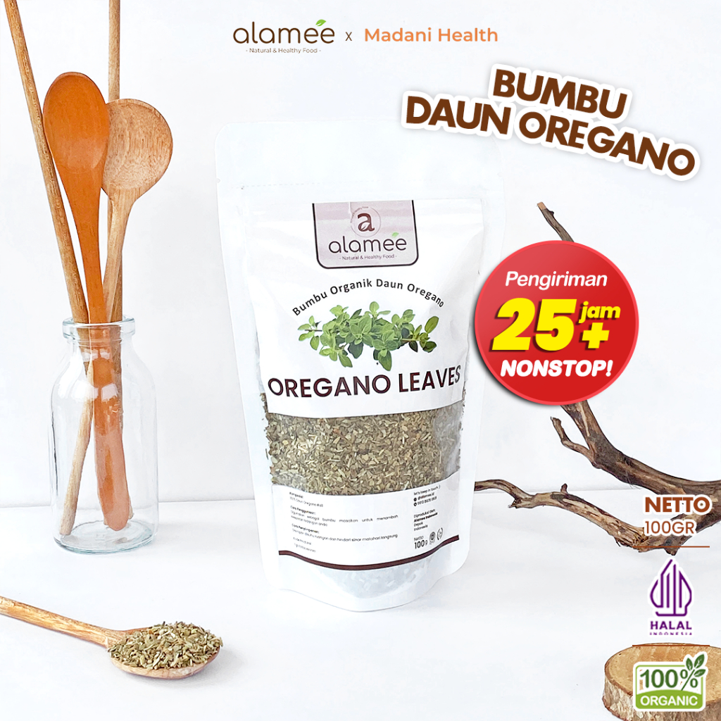

ALAMEE Oregano Kering Dried Leaves Flakes Garnish Murni Asli Tanpa Campuran Bumbu Masak Dapur 100g