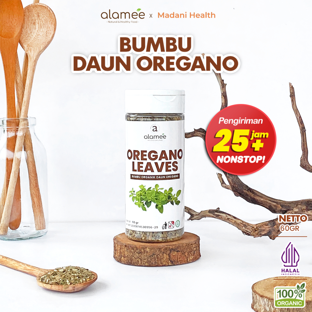 

ALAMEE Oregano Kering Dried Leaves Flakes Garnish Murni Asli Tanpa Campuran Bumbu Masak Dapur 125g