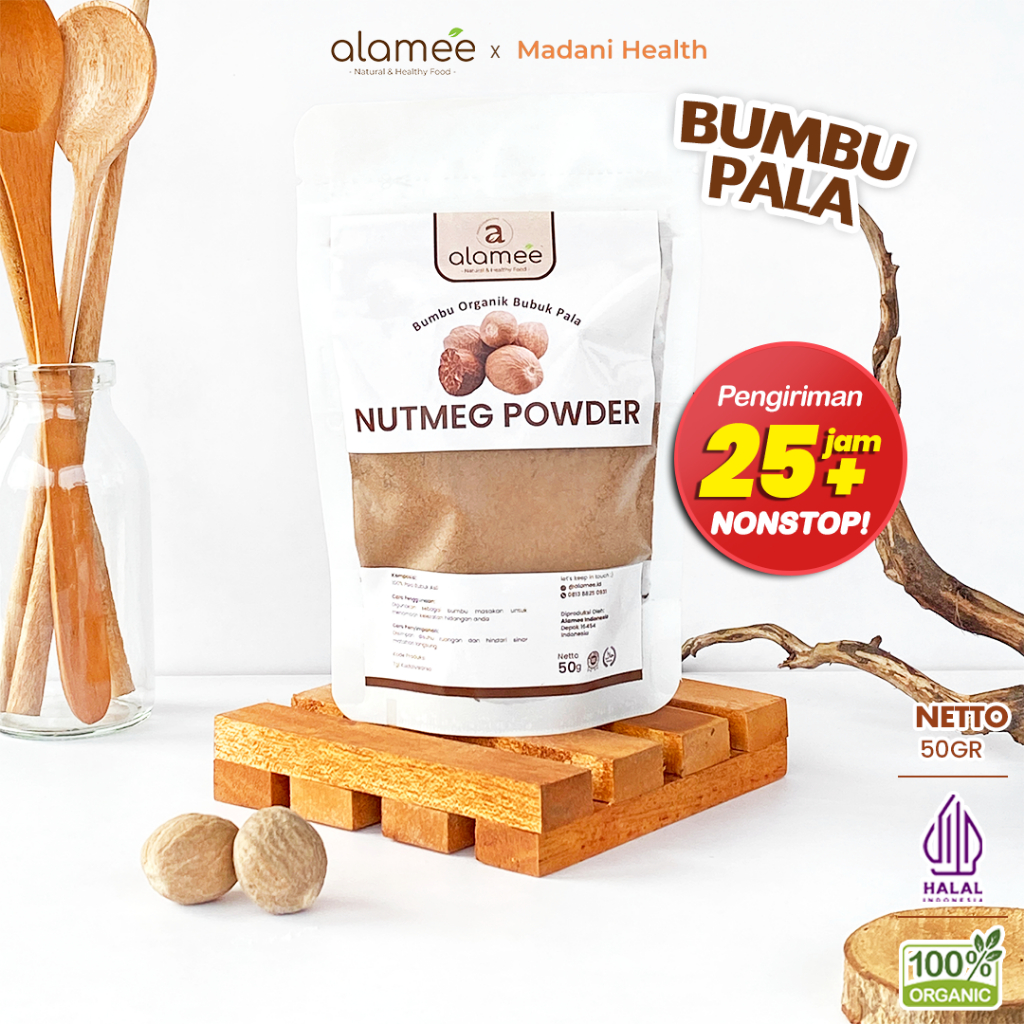 

ALAMEE Bumbu Dapur Pala Bubuk Nutmeg Seasoning Powder Rempah Murni Asli Tanpa Campuran Organik 50g