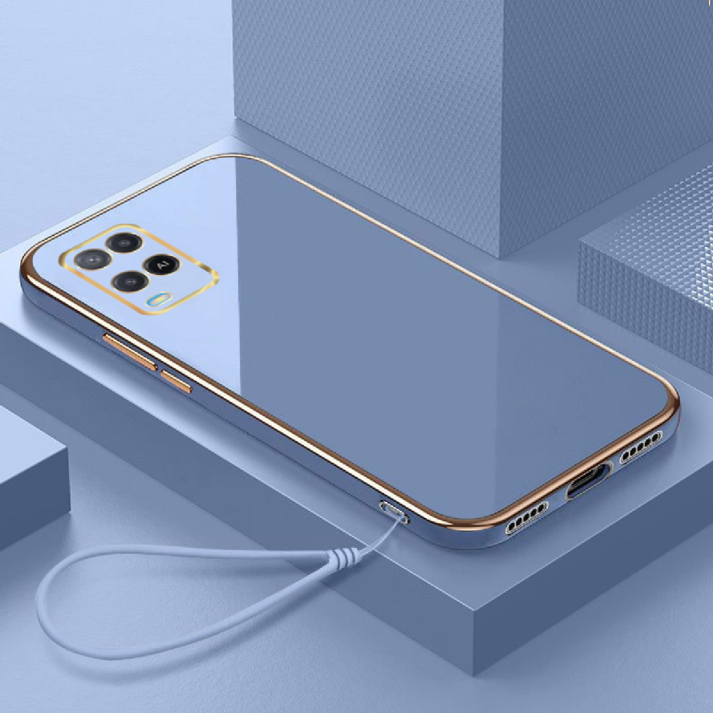 Softcase Oppo A54 4G Case Luxury Plating Silicone Lanyard