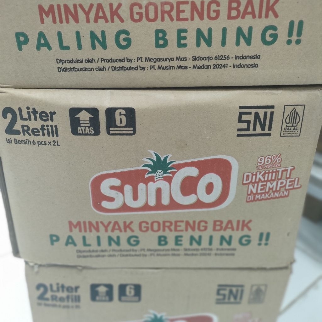 

Sunco Minyak Goreng 1 karton isi 6pcs Paling Bening