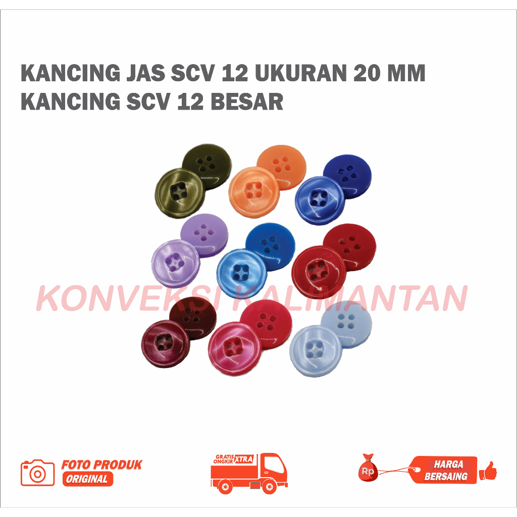 Kancing SCV 12 Besar 20 MM  / Kancing jas / Kancing Baju / Kancing Kemeja (Per 6 pcs)