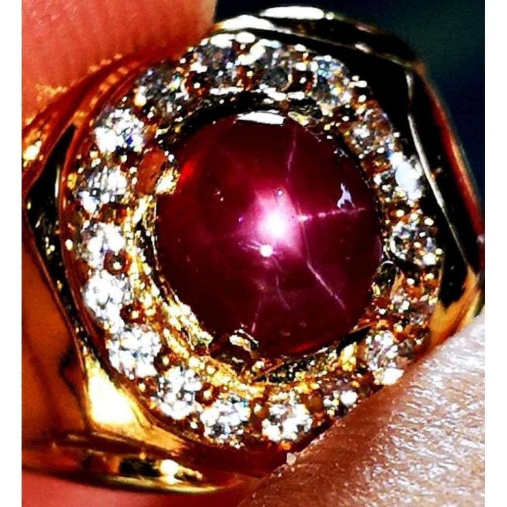 Batu permata ruby star Tanzania cincin pria Ring mewah