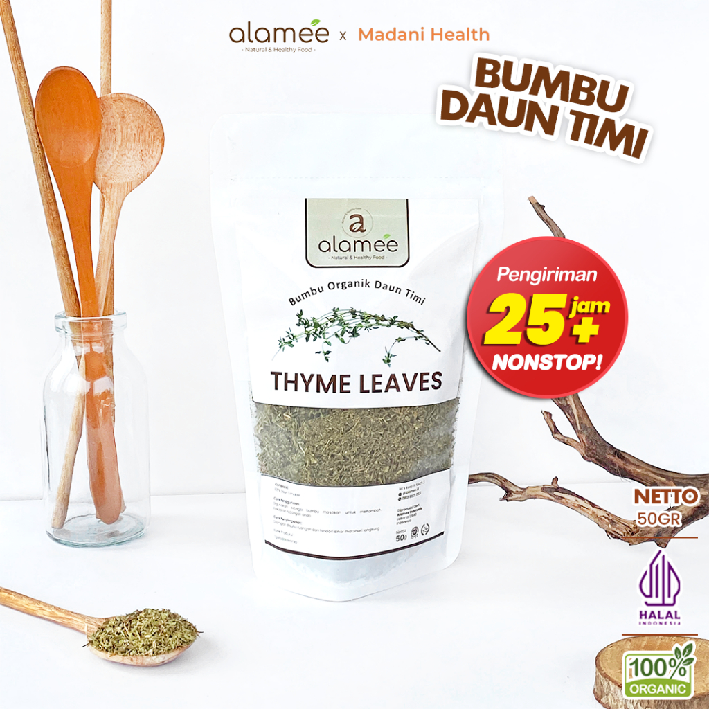 

ALAMEE Thyme Kering Daun Timi Bumbu Dapur Organik Garnish Dried Leaves Murni Tanpa Campuran 50g