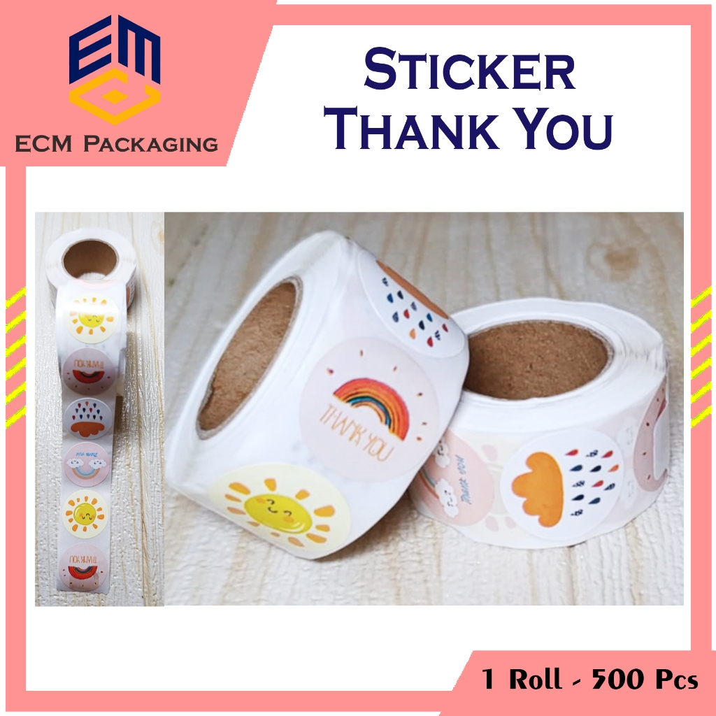

Sticker Thank you 1roll 500pcs | Stiker Terima Kasih | Stiker terima kasih 500pcs
