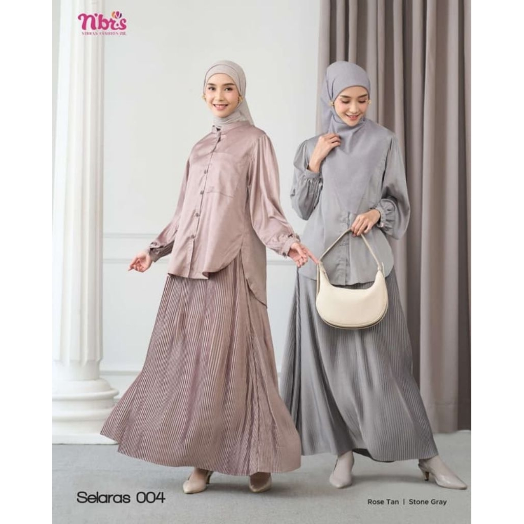ONE SET SELARAS 004/Setelan baju Nibras Selaras 004/new collection oneset/One set rok plisket/setela