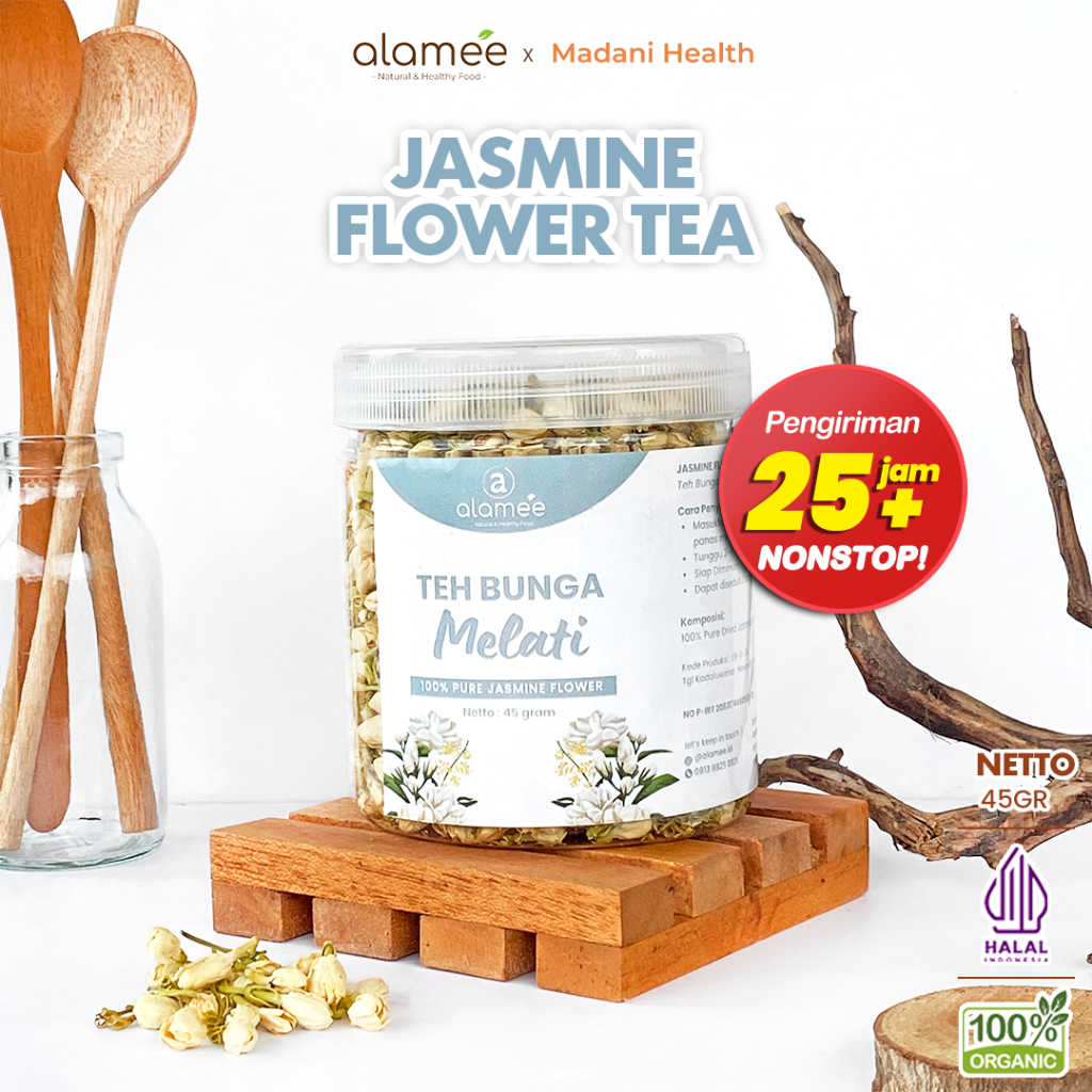 

ALAMEE Teh Bunga Jasmine Tea Flower Melati Organik Jasmin Herbal Kering Dried Siap Seduh Minum 45gr