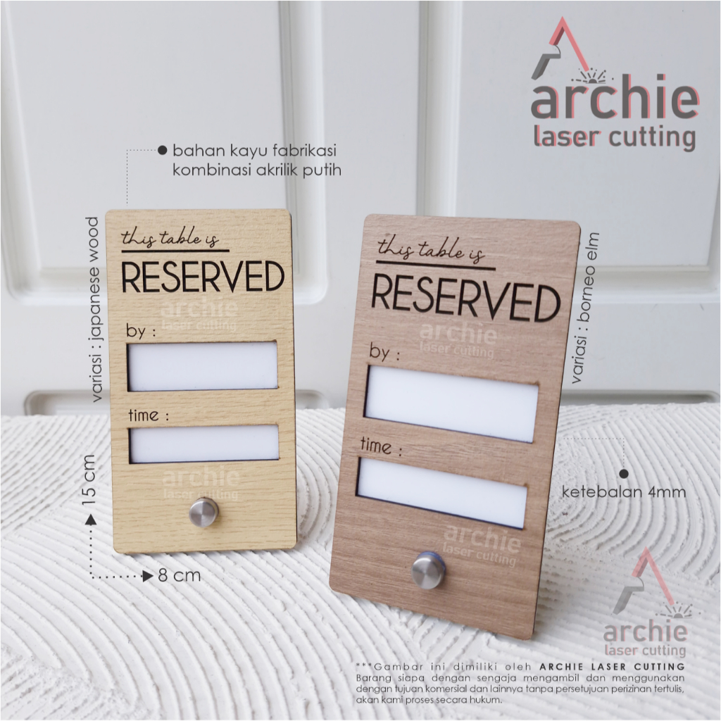Tanda Reserved / Papan Meja / Reserved Sign / Desk Sign / Reserved Board / Papan Meja Reservasi