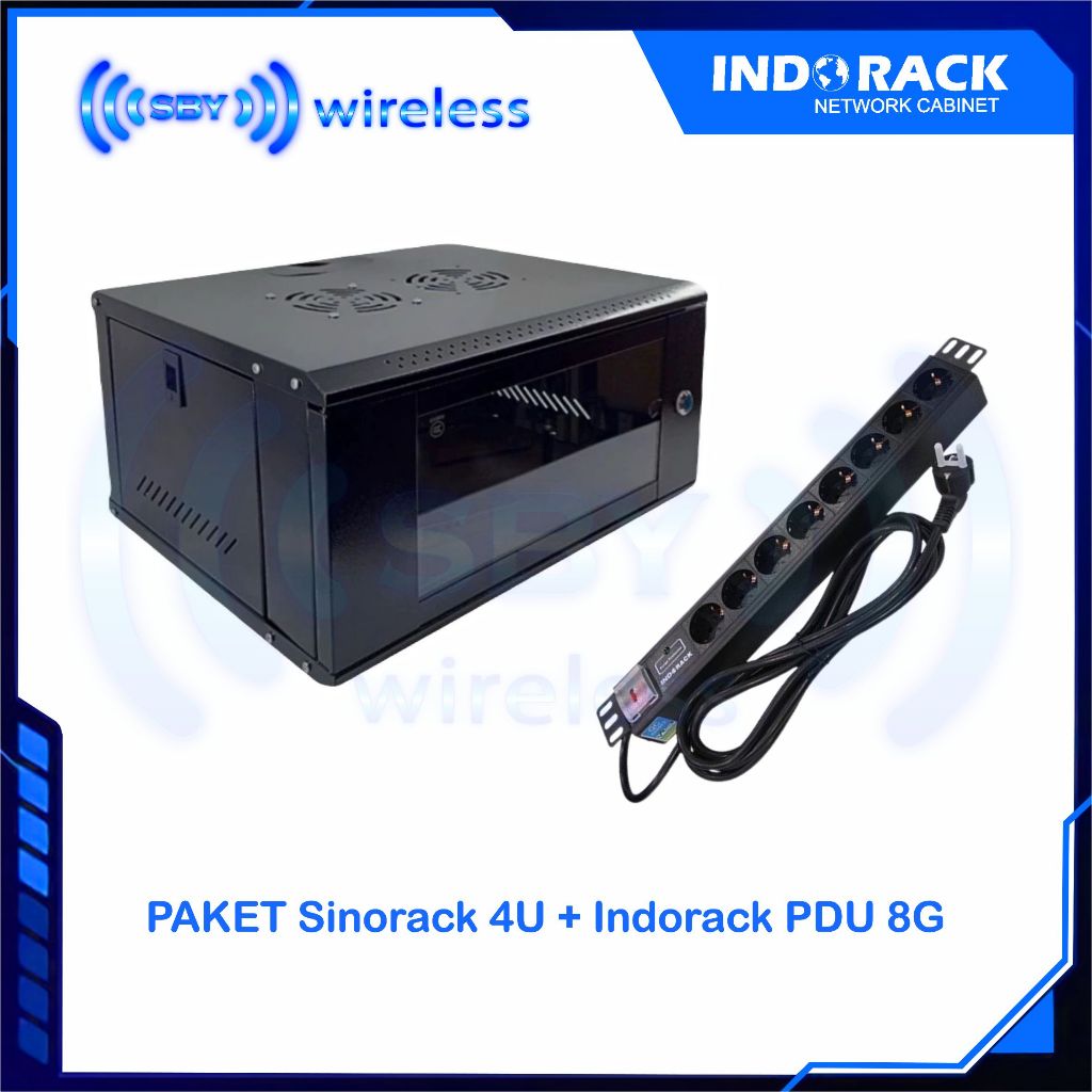 PAKET Sinorack 4U + Indorack PDU 8G