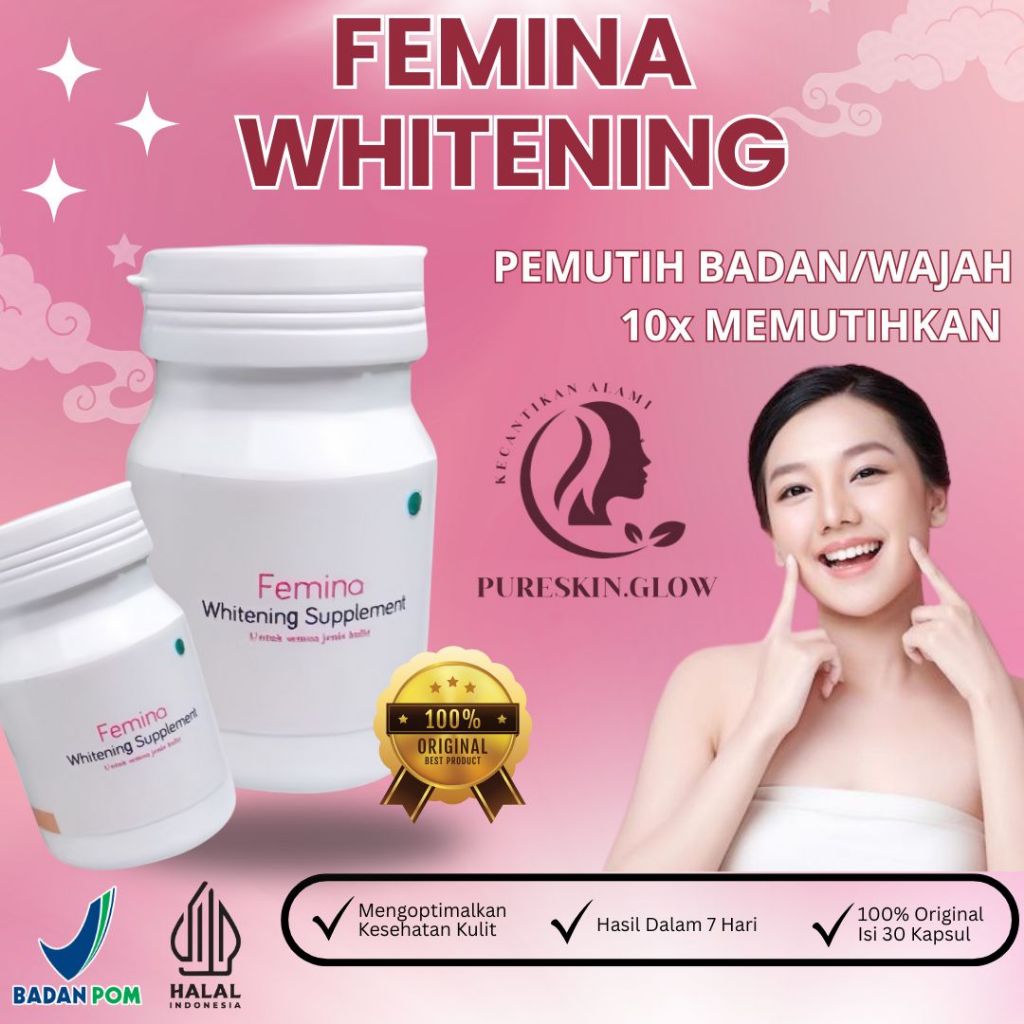 Femina Whitening Glutathione Pemutih Badan Pemutih Wajah Original membantu naikan tone up kulit