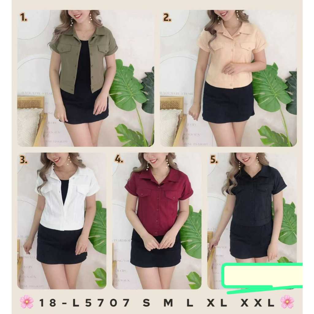 BLUE Blouse Kemeja Katun Stretch Wanita 5707 Size (S-2XL)