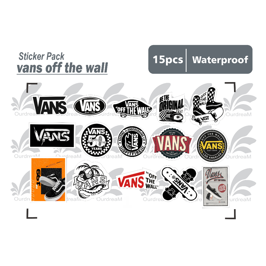 

stiker vans off the wall - isi 15 pcs sticker pack tumbler helm waterproof medium size
