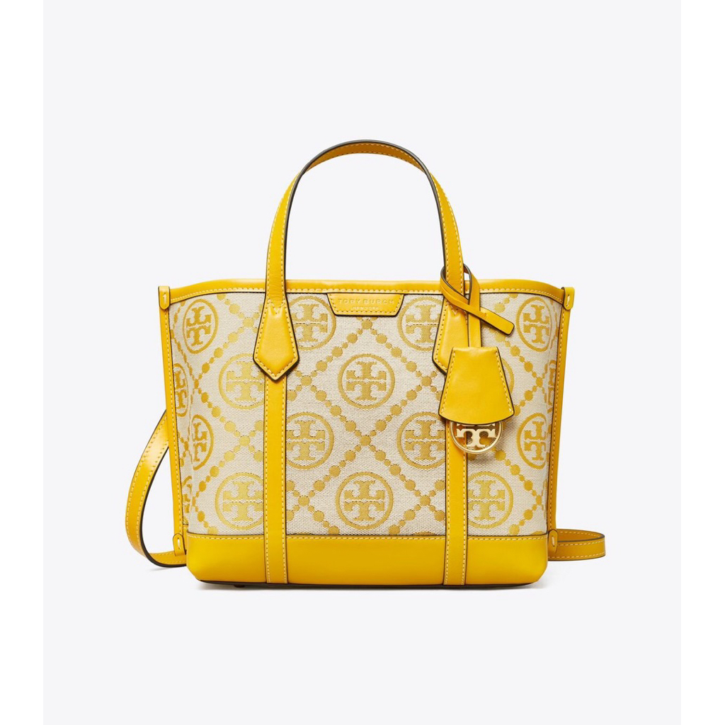 TB Perry T Monogram Small Triple-Compartment Tote Goldfinch