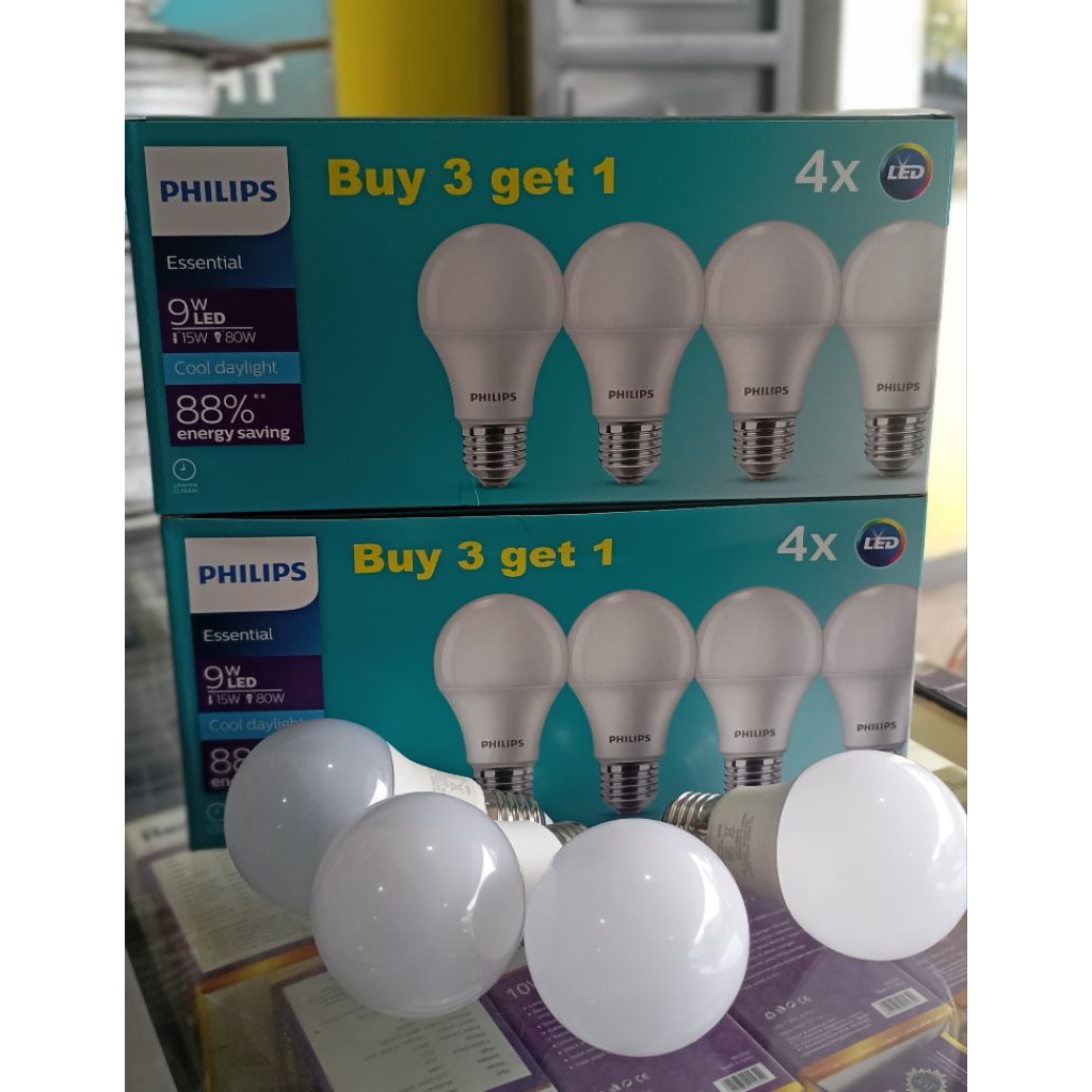 lampu LED Philips multipack 9 watt(3Bonus1)