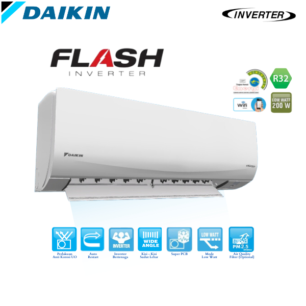 AC HEMAT LISTRIK FLASH INVERTER DAIKIN 1,5 PK PRODUK THAILAND STKQ35UV LOW WATT HEMAT BIAYA