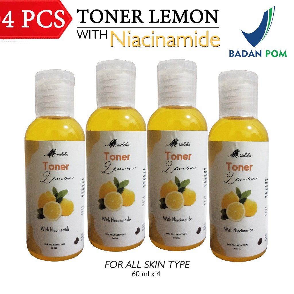 Toner Lemon 4 PCS BPOM - Toner Pelicin Wajah Extract Lemon